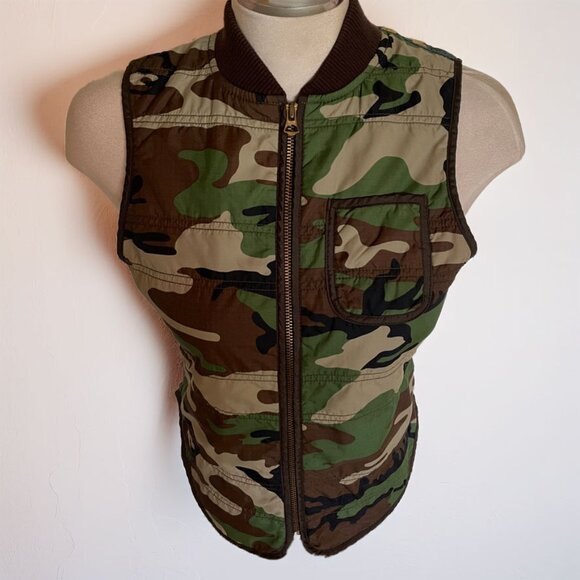 Denim & Supply Ralph Lauren Camo Distressed American Flag Quilted Vest - Picture 2 of 15